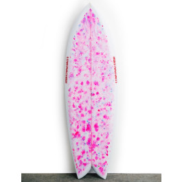 Love Machine Wills Fish surfboard 5ft 6 Futures - Pink Dot Tint