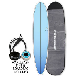 Torq Longboard surfboard 9ft 1 Package - Light Blue Fade