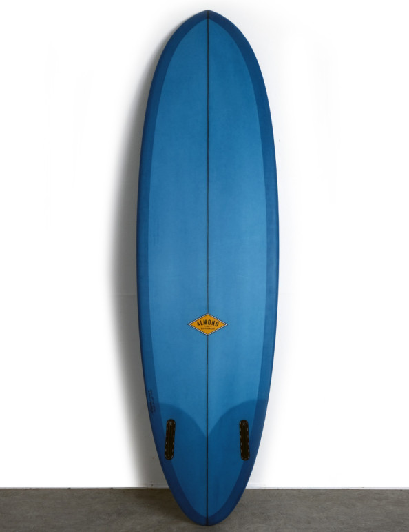 Almond Pleasant Pheasant Twin Surfboard 6ft 6 Futures - Blue Resin Tint