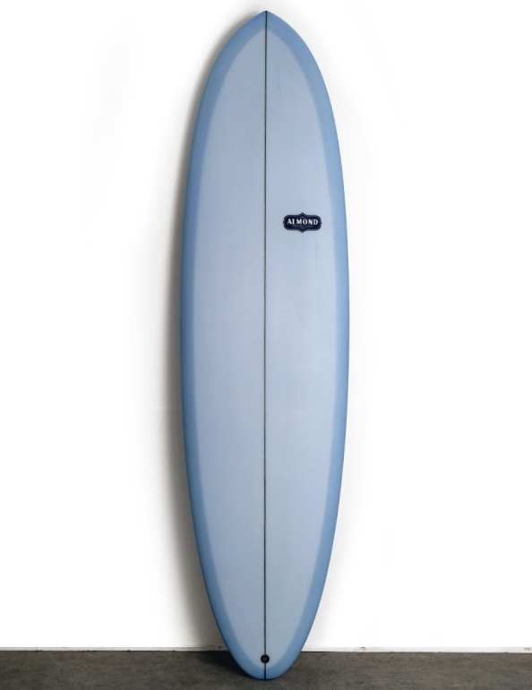 Almond Pleasant Pheasant Twin Surfboard 6ft 10 Futures - Grey/Blue Resin  Tint