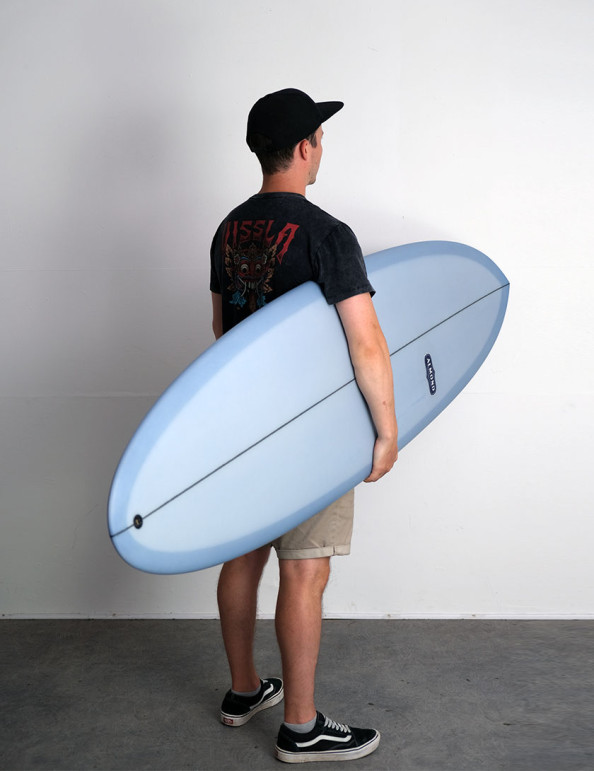 Almond Pleasant Pheasant Twin Surfboard 6ft 10 Futures - Grey/Blue