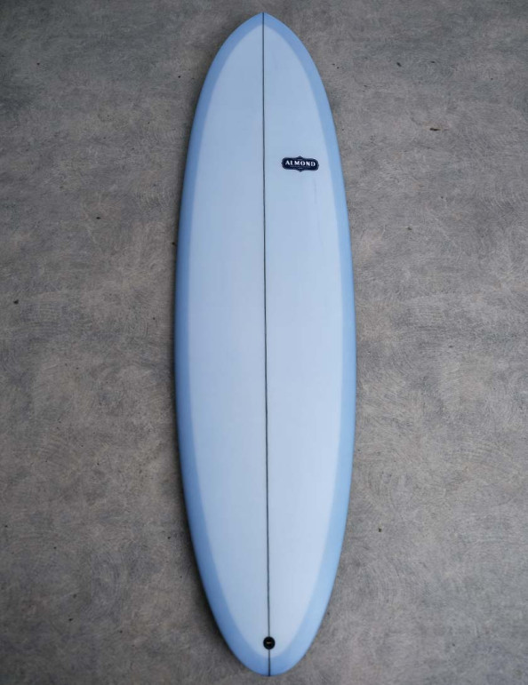 Almond Pleasant Pheasant Twin Surfboard 6ft 10 Futures - Grey/Blue