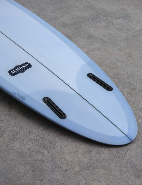 Almond Pleasant Pheasant Twin Surfboard 6ft 10 Futures - Grey/Blue