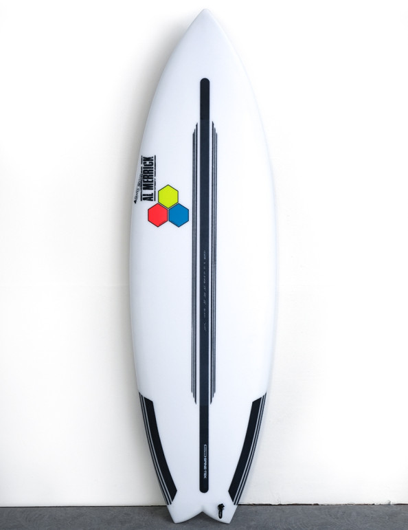 Channel Islands Rocket Wide Swallow surfboard Spine-Tek 5ft 8 Futures -  White