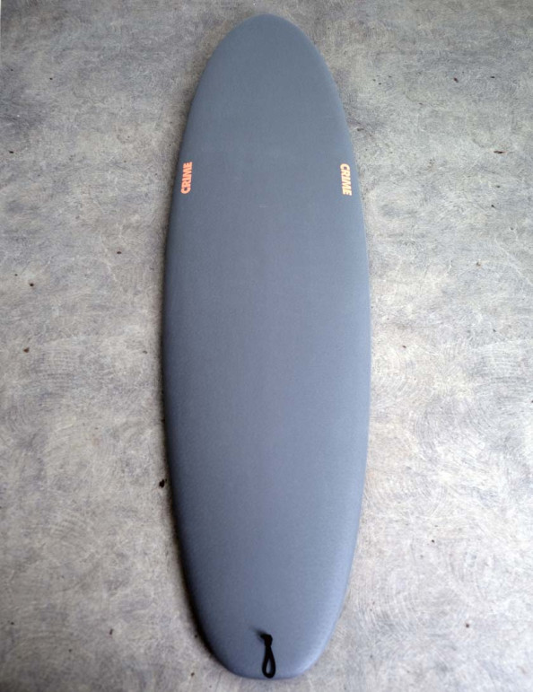Crime Moth Soft Top Surfboard 7ft 4 Single Fin - Cool Grey