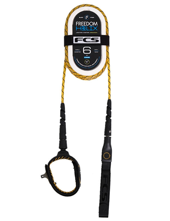 FCS Freedom Helix Surfboard Comp Leash 6ft - Mango/Black