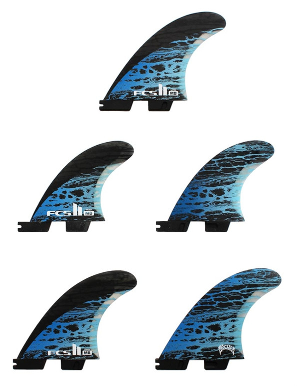 FCS II Matt Biolos PC Carbon Tri-Quad Fins Large - Blue