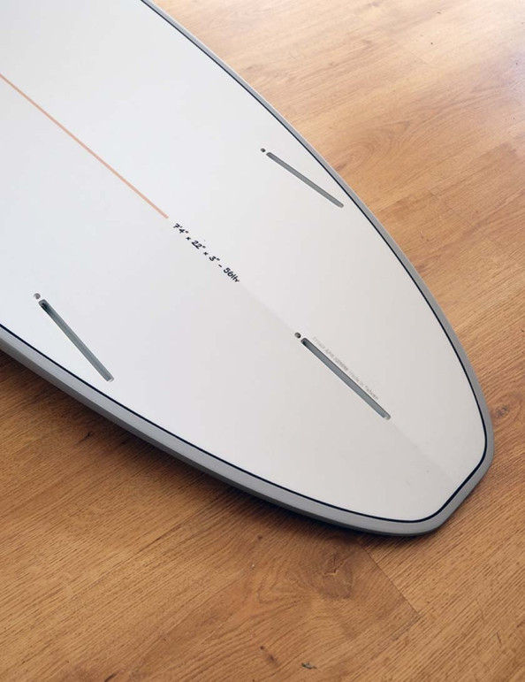 Torq Mod Fun V+ surfboard 7ft 4 package - Grey/White/Pinline