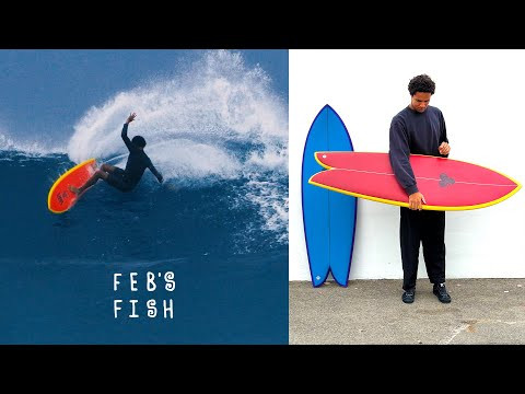 Channel Islands Feb's Fish surfboard 5ft 7 Futures - Red/Yellow