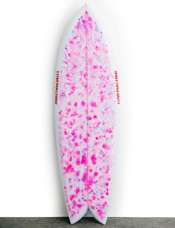 Love Machine Wills Fish surfboard 5ft 6 Futures - Pink Dot Tint