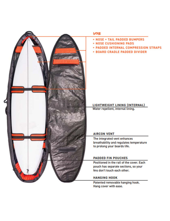 Ocean & Earth Apex Double Fish Travel Surfboard Bag 10mm 6ft 8 - Black