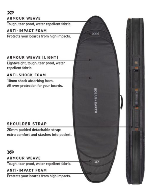 Ocean & Earth Hypa Triple Shortboard Travel Surfboard Bag 10mm 6ft