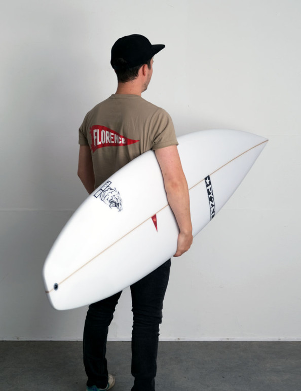 Pyzel Power Tiger surfboard 6ft 1 Futures - White