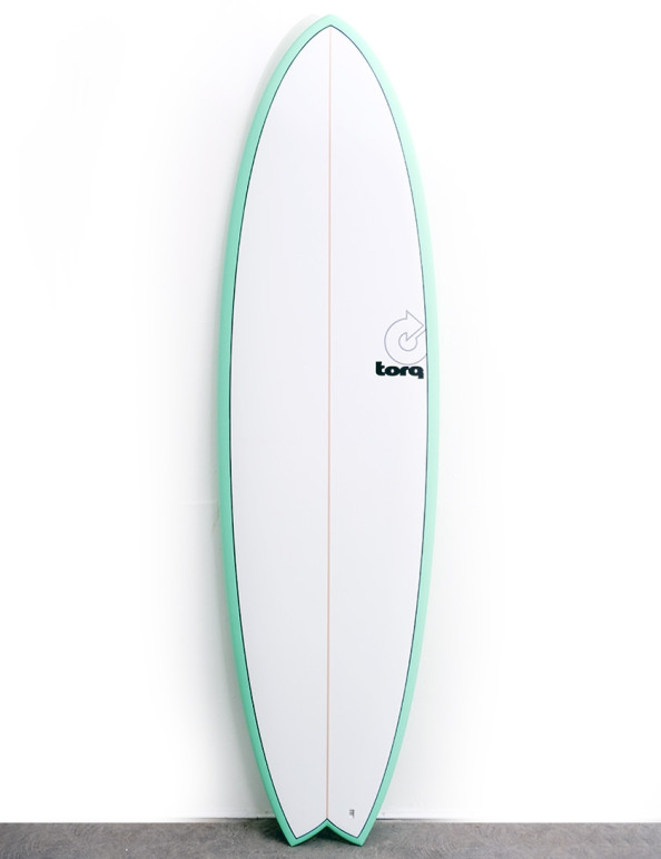 Torq Mod Fish surfboard 6ft 10 package - Sea Green/Pinline/White Deck