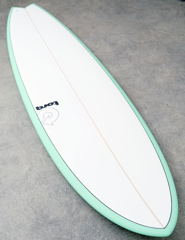 Torq Mod Fish surfboard 6ft 10 - Sea Green/Pinline/White Deck