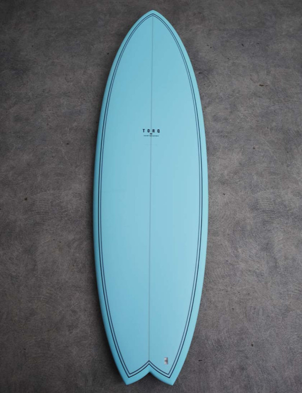 Torq Mod Fish surfboard 7ft 2 Package - Blue Fibre Pattern