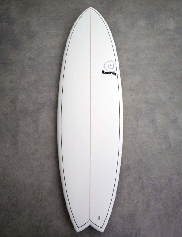Torq Mod Fish Surfboard 6ft 6 - White/Pinline