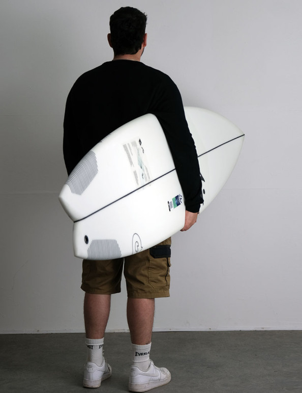 Rusty x Torq Tec Moby Fish Surfboard 7ft 4 Futures - White