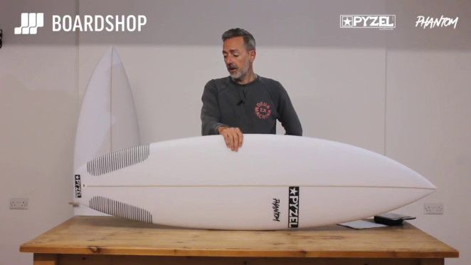 Pyzel Phantom surfboard 5ft 7 Futures - White