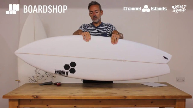 Channel Islands Rocket Wide Swallow surfboard Spine-Tek 5ft 9 FCS II - White