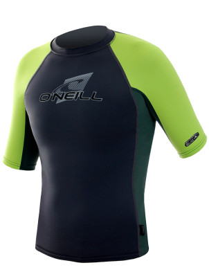 Oneill Wetsuits Youth Skins S/S Crew Rash vest - Graphite/Combat/Lime