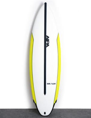 Aipa Dark Twinn Dual Core Surfboard 5ft 10 FCS II - Dark Grey/Yellow