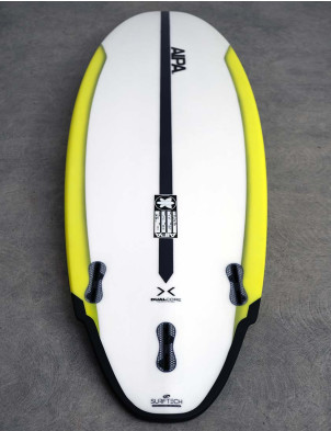 Aipa Dark Twinn Dual Core Surfboard 5ft 10 FCS II - Dark Grey/Yellow