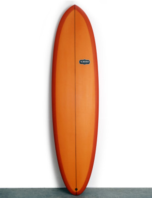 Almond Pleasant Pheasant Twin Surfboard 7ft 0 Futures - Orange Resin Tint