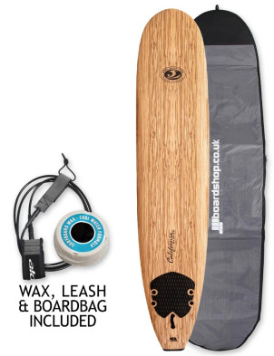 California Board Company Longboard foam surfboard 9ft 0 package - Wood Grain