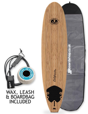 California Board Company Mini Mal soft surfboard 8ft Package - Wood Grain