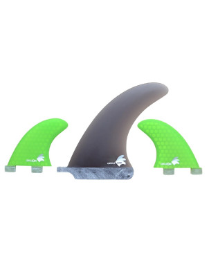 Circle One Fibreglass 6" Single fin + FCS side bites - Smoke/Green