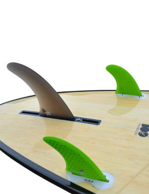 Circle One Fibreglass 6" Single fin + FCS side bites - Smoke/Green