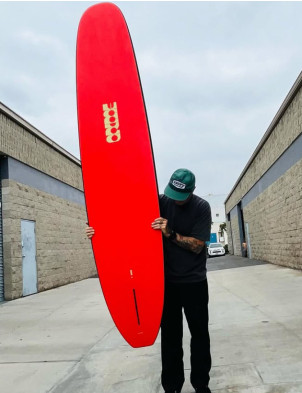 Crime Involvement Soft Top Longboard Surfboard 9ft 1 Single Fin - Black/Red