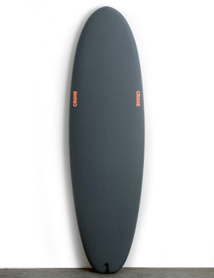 Crime Moth Soft Top Surfboard 7ft 4 Single Fin - Cool Grey