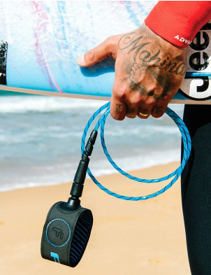 FCS Freedom Helix Surfboard Comp Leash 6ft - Tranquil Blue/Black