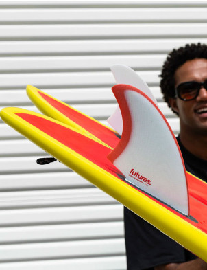 Futures Mikey February Fibreglass Twin Keel Fins - Red/Grey