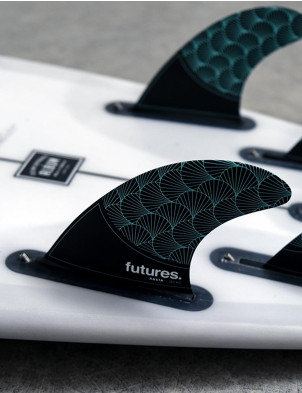 Futures Rasta Honeycomb Quad Fin Set  - Black/Teal