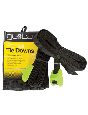Global Premium Tie Downs 3 metre roof rack straps (pair) - Black