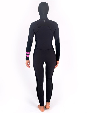 Hurley Wetsuits Ladies Plus Chest Zip 5/3mm Hooded Wetsuit - Black/Graphite
