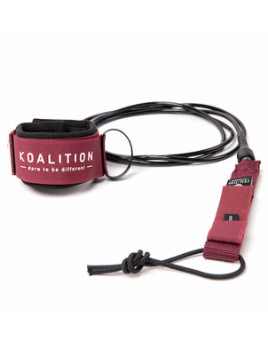 Koalition Regular 9ft Knee Surfboard Leash - Dark Red/Black