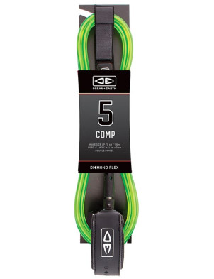 Ocean & Earth Regular Diamond Flex Comp Surfboard leash 5ft - Lime