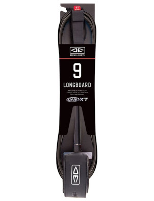 Ocean & Earth One XT Premium Longboard surfboard leash 9ft - Black