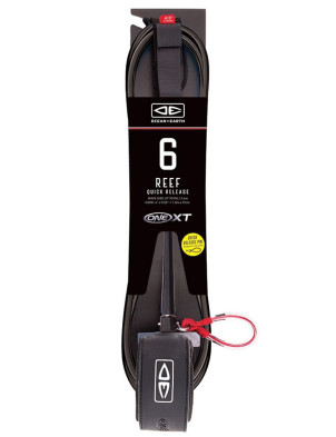 Ocean & Earth One XT Reef Quick Release Premium surfboard leash 6ft - Black