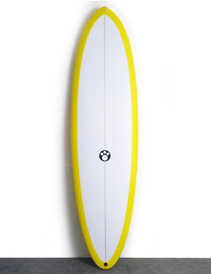 Maurice Cole RV Red Dingo Surfboard 7ft 2 Futures - Yellow Spray
