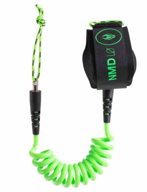NMD Double Swivel Coiled Wrist bodyboard leash - Black/Fluoro Green