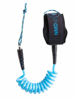 NMD Double Swivel Coiled Wrist bodyboard leash - Black/Ice Blue