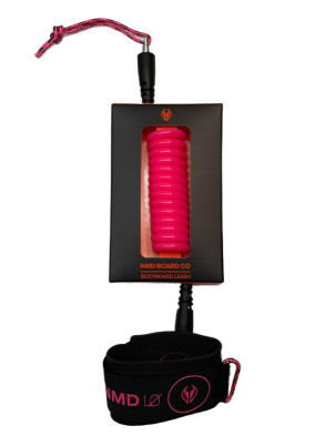 NMD Double Swivel Coiled Wrist bodyboard leash - Black/Pink 
