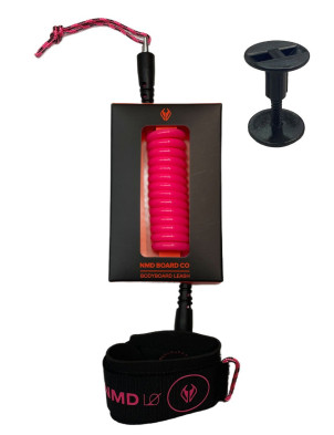 NMD Double Swivel Coiled Wrist bodyboard leash - Black/Pink 