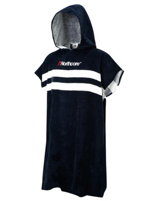 Northcore Beach Basha Stripe Hooded Towel Chaging Robe - Dark Blue