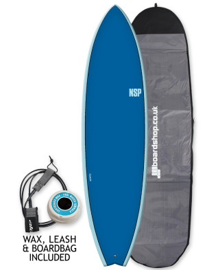 NSP Elements Fish surfboard 6ft 4 Package - Ocean Blue